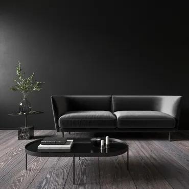 Modern living room with parquet flooring